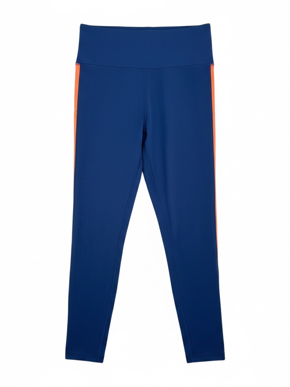 Zyia Active Blue High-Waist Leggings with Orange Side Stripe